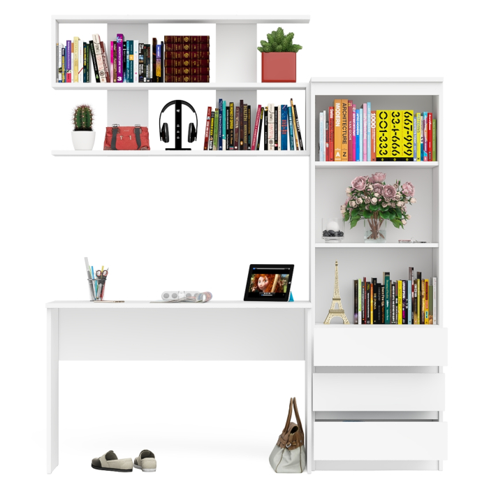 Прямые компьютерные столы, Стеллаж-комод Мори с письменным столом на 1200 и навесной полкой на 1200