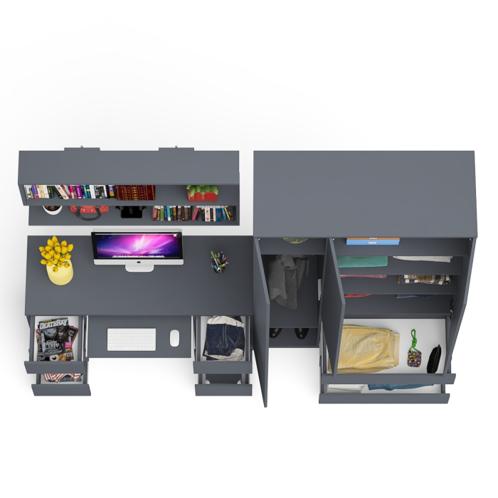 Домашние кабинеты, Шкаф-комод трёхдверный Мори МШ1200.1 с письменным столом и открытой книжной полкой