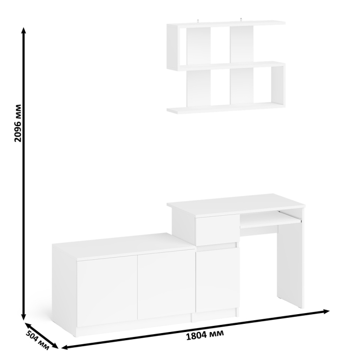 Прямые компьютерные столы, Компьютерный стол Мори МС-1 левый с тумбой две дверки и полкой