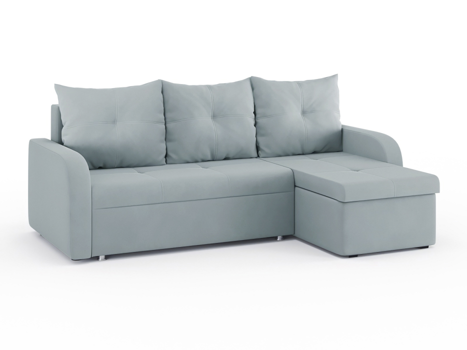 Диваны угловые в гостиную, Диван-кровать угловой Мини Люкс трехсекционная еврокнижка, велюр