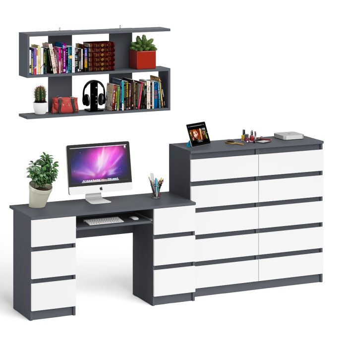 Домашние кабинеты, Комод Мори МК1200.10 со столом компьютерно-письменным и полкой сверху