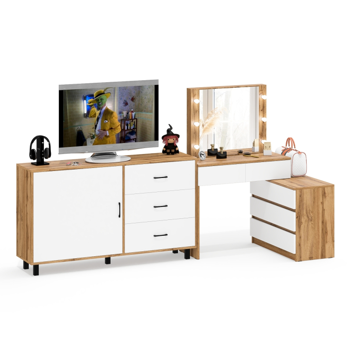 Туалетные столики, Стол-трансформер косметический с подсветкой 110 и комод-тумба три ящика 122-1504