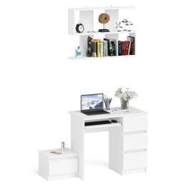 Компьютерный стол Мори МС-6 ящики справа с навесной полкой 900 и тумбой с ящиком