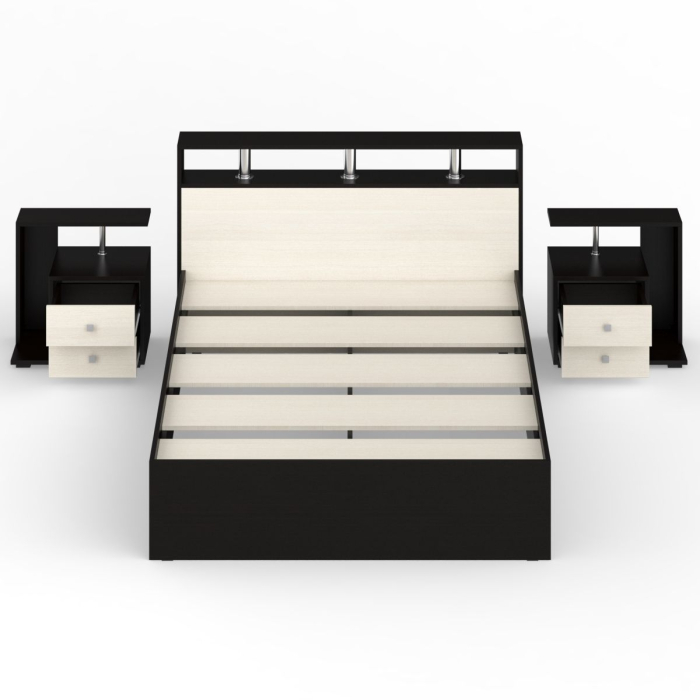 Спальные гарнитуры, Кровать Камелия 1400 с двумя прикроватными тумбами