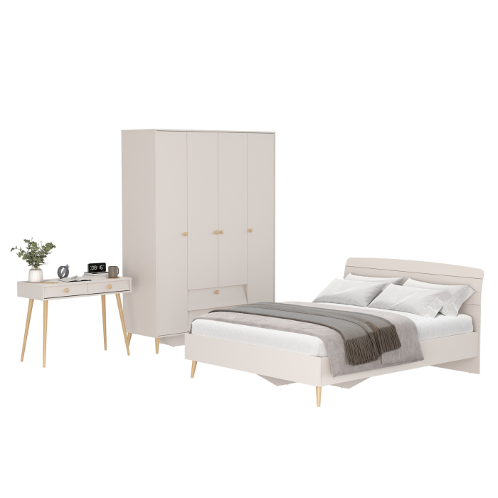 Спальные гарнитуры, Столик прикроватный с кроватью 1600 Афина со шкаф-комодом 4-ре двери два ящика