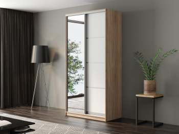 Шкаф-купе Айсберг 120 СОНОМА (белый/зеркало)