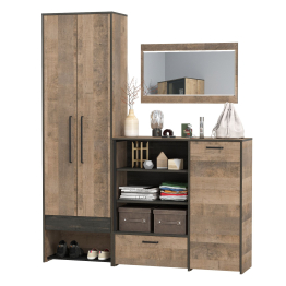 Шкаф для одежды в прихожую Трувор с зеркалом 15.30 и комодом-тумбой