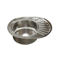 Кухонные мойки, Мойка овал 45х57 (0,8) лев, с сифоном