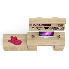 Стол компьютерный Мори МС-2 с верхней полкой и тумбой МА900.1