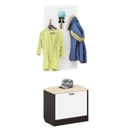 Обувница с мягким сиденьем с вешалкой для одежды П-6 МДФ фрезеровка ромб