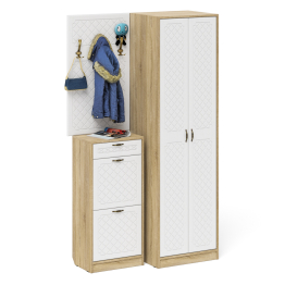 Вешалка с крючками с обувницей с ящиком и шкаф П-6 № 18 МДФ фрезеровка ромб