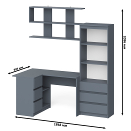 Уголок школьника Мори с угловым столом и полкой и стеллажом