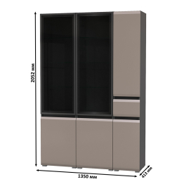 Горка для гостиной Сидней из шкаф-витрина 2 штуки и шкаф с ящиком 13.202