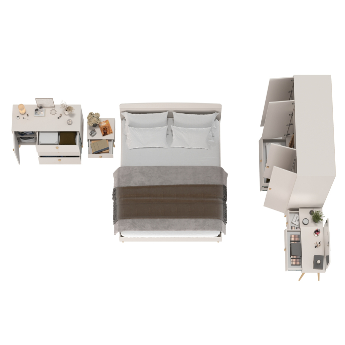 Спальные гарнитуры, Спальный гарнитур Афина в цвете кашемир серый с кроватью на 1600 двуспальной