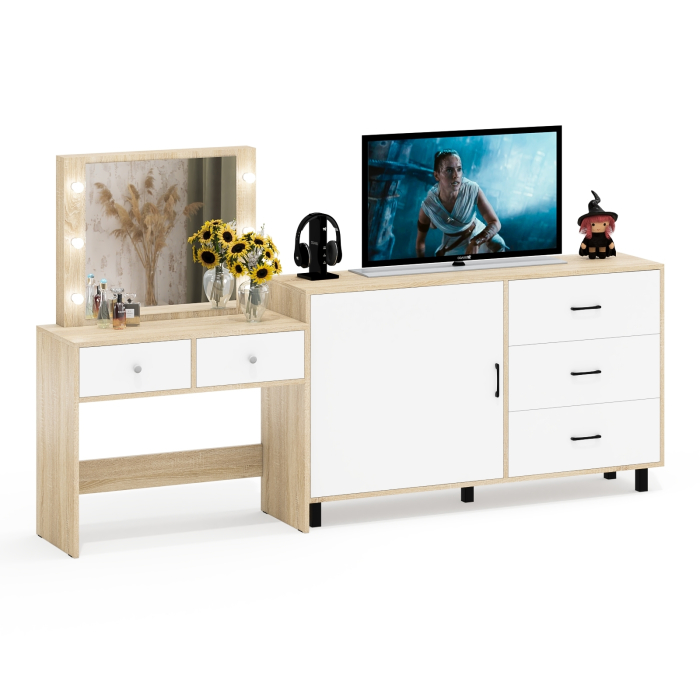 Туалетные столики, Косметический столик с лампочками СТ-5 и комод-тумба 122-1504