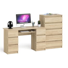 Комод высокий Мори МК700 5-ть ящиков с двухтумбовым компьютерным столом МС-2