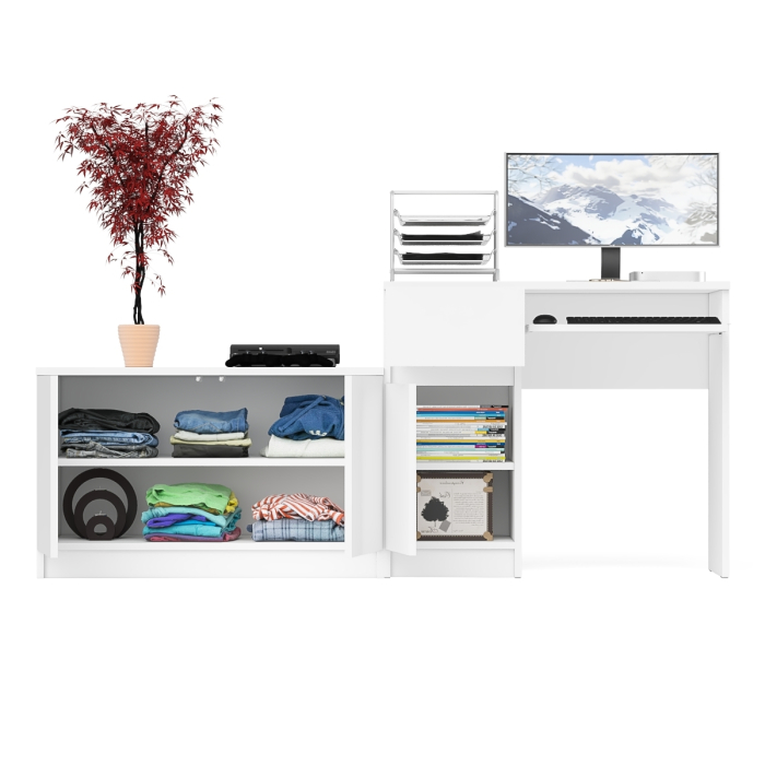 Прямые компьютерные столы, Компьютерный стол ящик и дверка Мори МС-1 левый с широкой тумбой 900