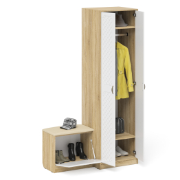 Шкаф для прихожей с обувницей с сиденьем П-6 № 10 МДФ фрезеровка ромб