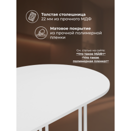 Стол Хьюго О 160 х 90 (белые ноги)