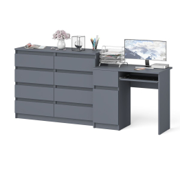 Комод на восемь ящиков Мори 1200.8 и левый компьютерный стол МС-1