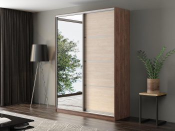 Шкаф-купе Айсберг 170 ШАМОНИ ТЕМНЫЙ (шамони светлый/зеркало)