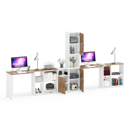 Домашний офис Лидер-8 для двоих человек из столов, пенала и тумбы.