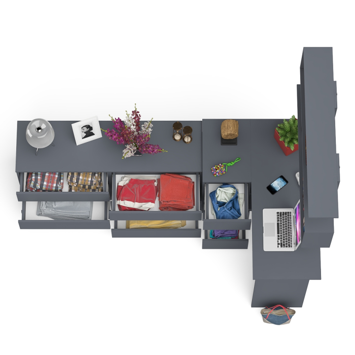 Домашние кабинеты, Стол угловой компьютерный Мори МС-16 левый с навесной книжной полкой и комодом МК1380.6