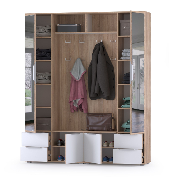 Прихожая, Прихожая Куба НМ № 17 с зеркалами и вешалкой для одежды