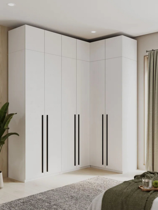 Шкафы, Угловой шкаф для одежды распашной с ящиками и антресолью, София, 2600х2100х1300мм