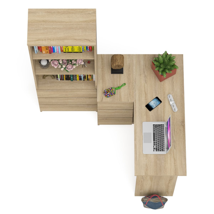 Домашние кабинеты, Стеллаж-комод Мори МСТ600 3 ящика и стол угловой компьютерный МС-16 левый