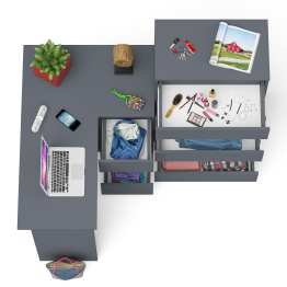 Высокий комод 700 пять ящиков и угловой компьютерный стол МС-16 правый серии Мори