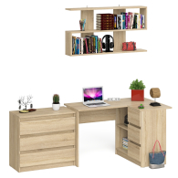 Домашние кабинеты, Стол компьютерный Мори МС-16 правый с навесной полкой и комодом МК800.1