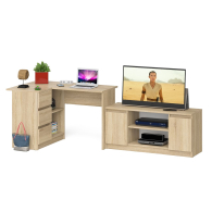 Домашние кабинеты, Стол угловой компьютерный МС-16 левый и широкая тумба на 1200 Мори