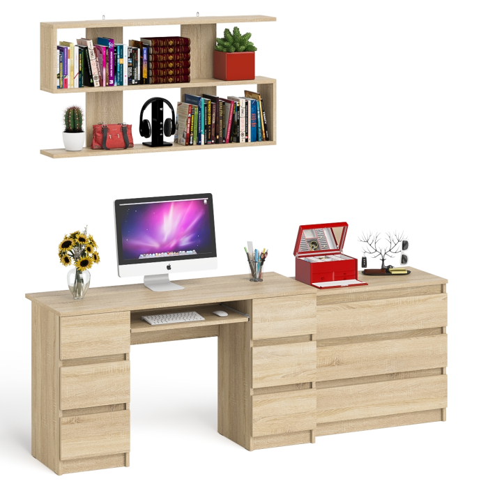 Домашние кабинеты, Комод Мори три ящика МК-800 и стол компьютерный Мори МС-2 с полкой 1200