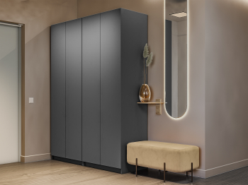 Шкаф складной Е1 Локер ("Гармошка" с системой Push to Move/Левый)162х52.5х220 см,с полками и двумя модулями