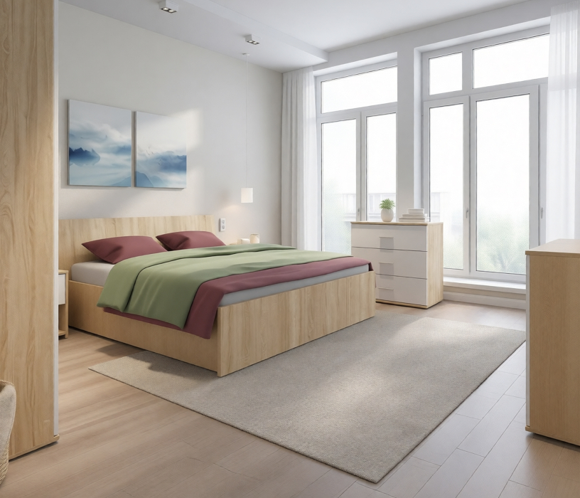 Спальные гарнитуры, Мамбо Спальня Комплект 3 Дуб Сонома/Белый