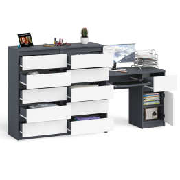 Комод большой МК1200 10-ть ящиков Мори и стол компьютерный МС-1 правый