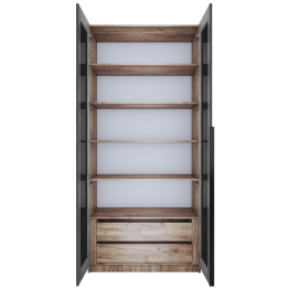 Шкаф распашной Е1 Локер 101x52.5x220 см, с черным стеклом , полками и модулем