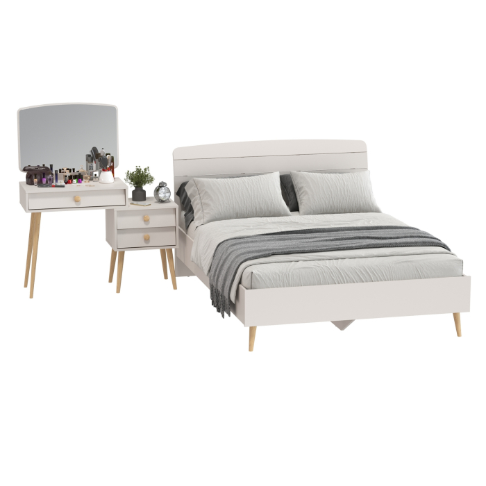 Спальные гарнитуры, Туалетный столик с зеркалом Афина и кровать 1400 двухспальная
