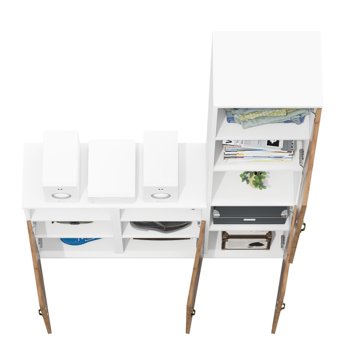 Домашние кабинеты, Пенал для домашнего офиса и две тумбы с дверками Лидер-8.