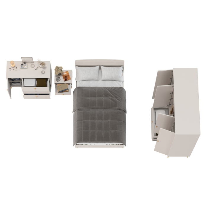 Спальные гарнитуры, Шкаф 4-х дверный Афина с кроватью 1200 с тумбочкой и комодом с дверкой