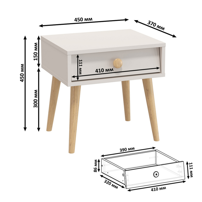 Спальные гарнитуры, Спальный гарнитур Афина с туалетным столиком и прикроватной тумбочкой
