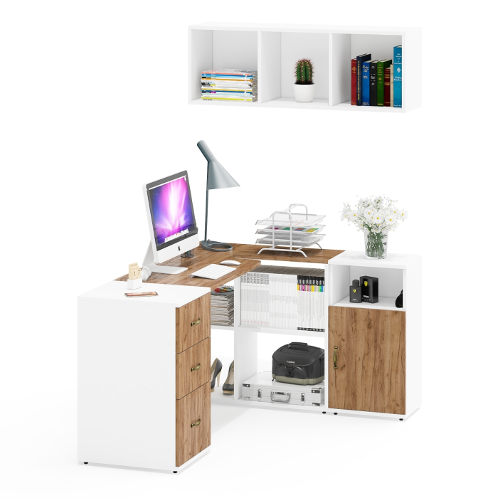 Домашние кабинеты, Две тумбы Лидер-8 и стол-трансформер компьютерный с полкой