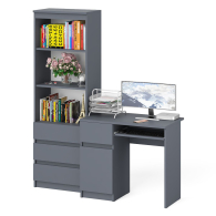 Домашние кабинеты, Стол компьютерный с ящиком и дверкой МС-1 левый со стеллажом МСТ600 Мори