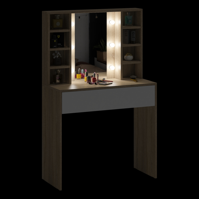 С зеркалом, Косметический стол с подсветкой 115