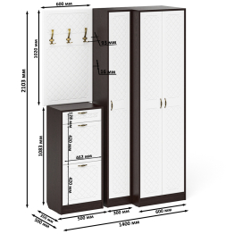 Мебель в прихожую П-6 № 30 МДФ фрезеровка ромб