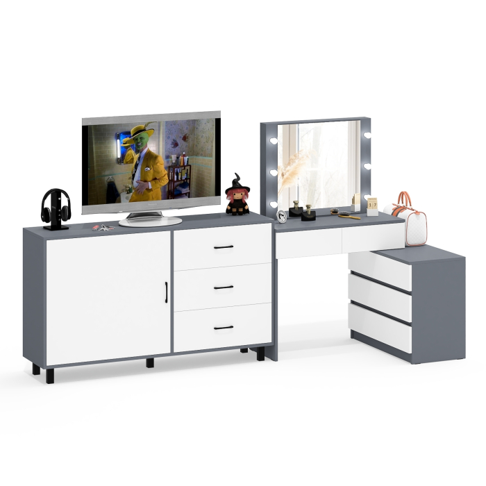 Туалетные столики, Стол-трансформер косметический с подсветкой 110 и комод-тумба три ящика 122-1504