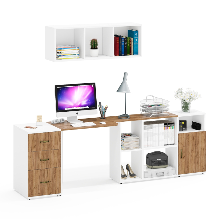 Домашние кабинеты, Две тумбы Лидер-8 и стол-трансформер компьютерный с полкой