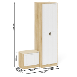 Шкаф для прихожей с обувницей с сиденьем П-6 № 10 МДФ фрезеровка прованс