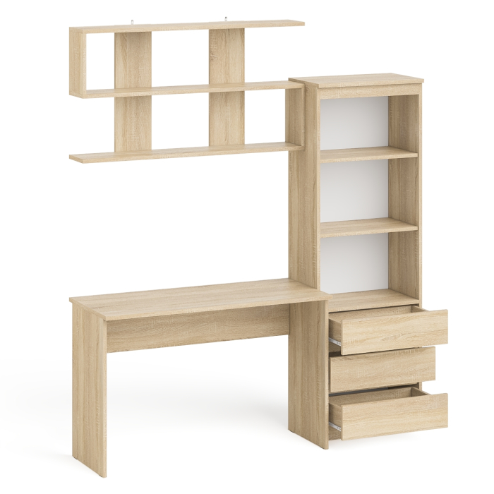 Прямые компьютерные столы, Стеллаж-комод Мори с письменным столом на 1200 и навесной полкой на 1200